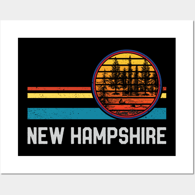 Vintage Retro New Hampshire 80s 70s Lake Pine Forest Sunset Wall Art by mrsmitful01